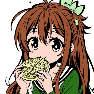anime eating waffle