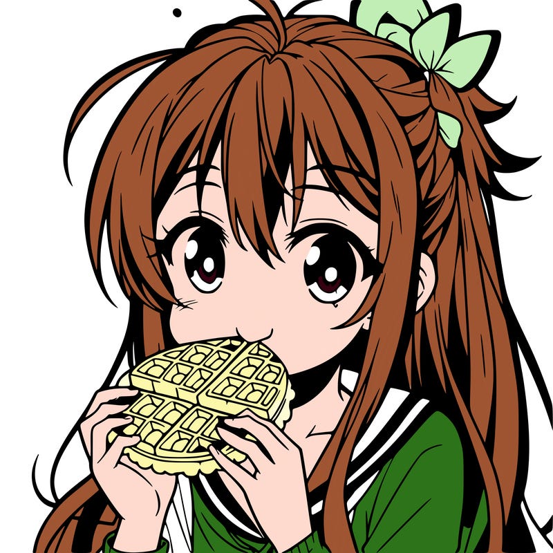 anime eating waffle