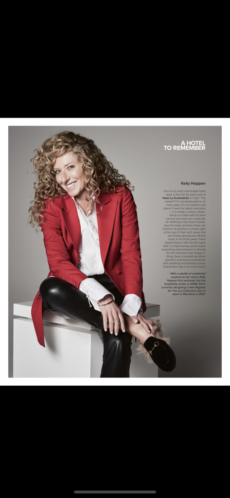 Sleeper Magazine - Professionelles Porträt der Innenarchitektin Kelly Hoppen in einem Artikel des Sleeper Magazine