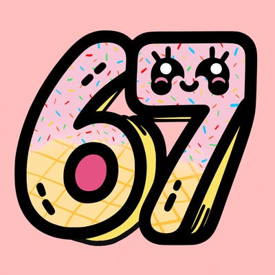 the numbers 67