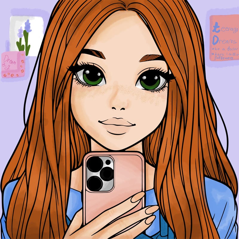 realistic girl with a phone