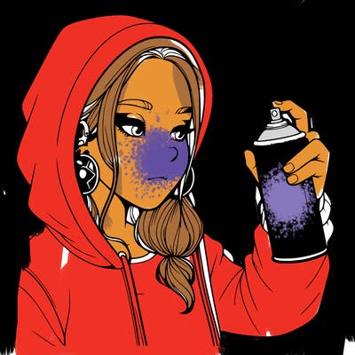 a realistic girl, spray painting