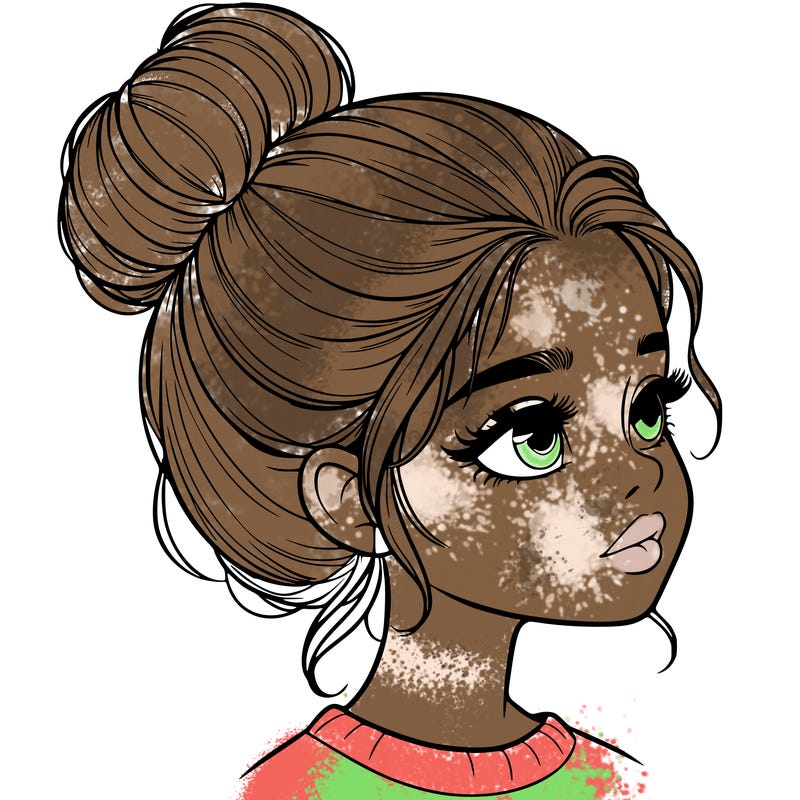 realistic girl with bun