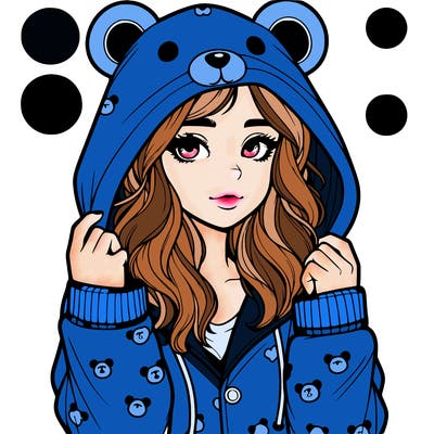 realistic girl in a animal pjs hoodie