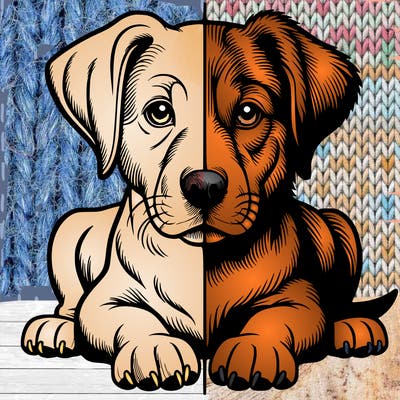 realistic dog split picture