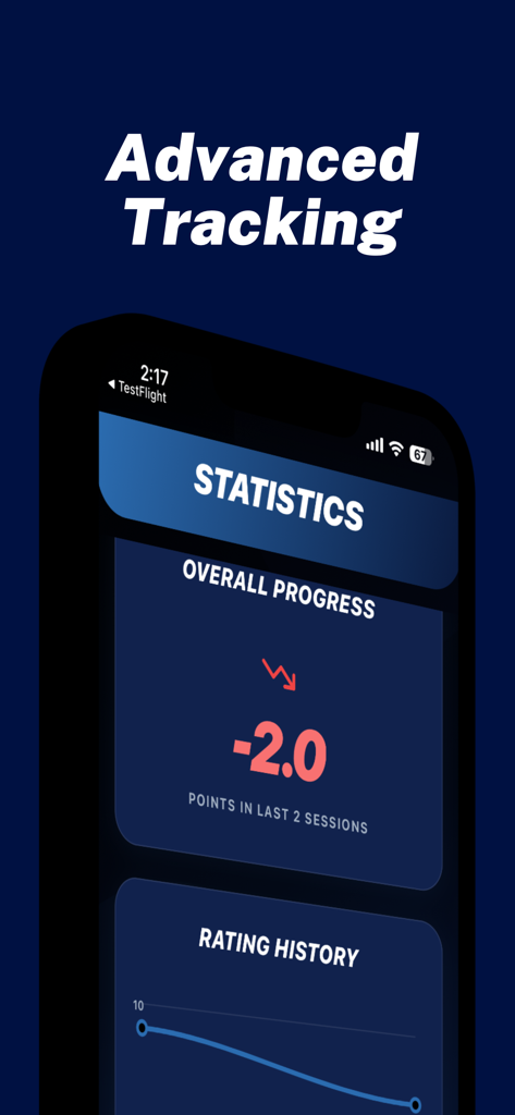 Hockey AI-Analyzer - Hockey AI-Analyzer app interface displaying advanced tracking statistics and player performance progress