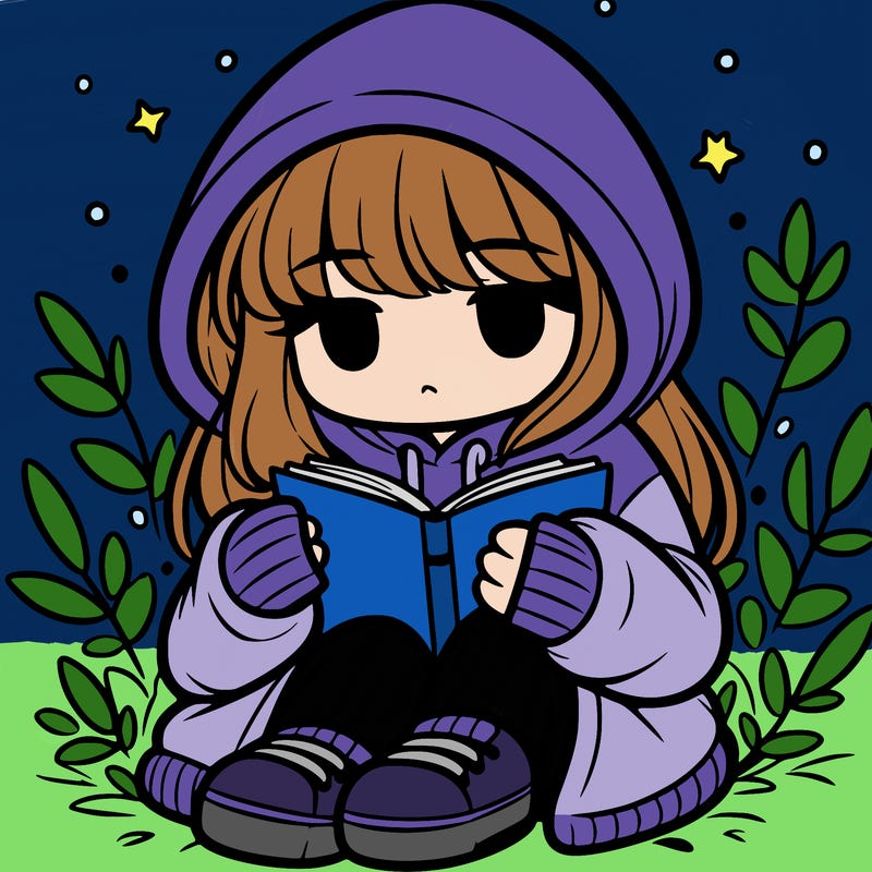 girl in oversized hoodie reading a book
