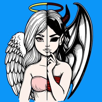 realistic angel half demon