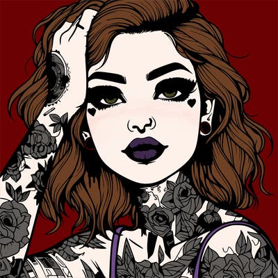 realistic girl with tattoos all over