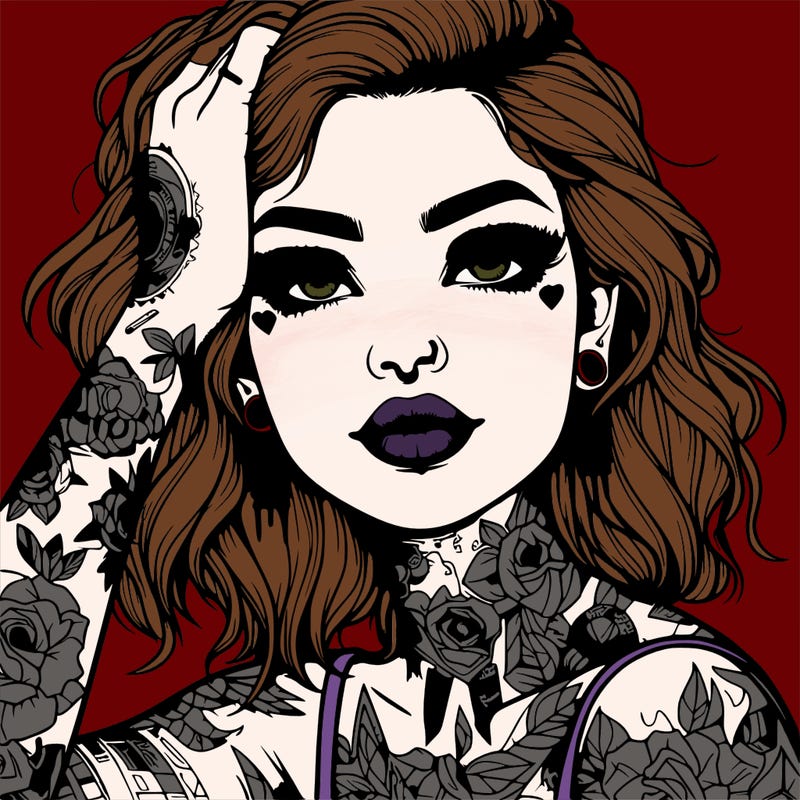 realistic girl with tattoos all over