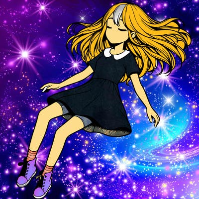 realistic girl floating