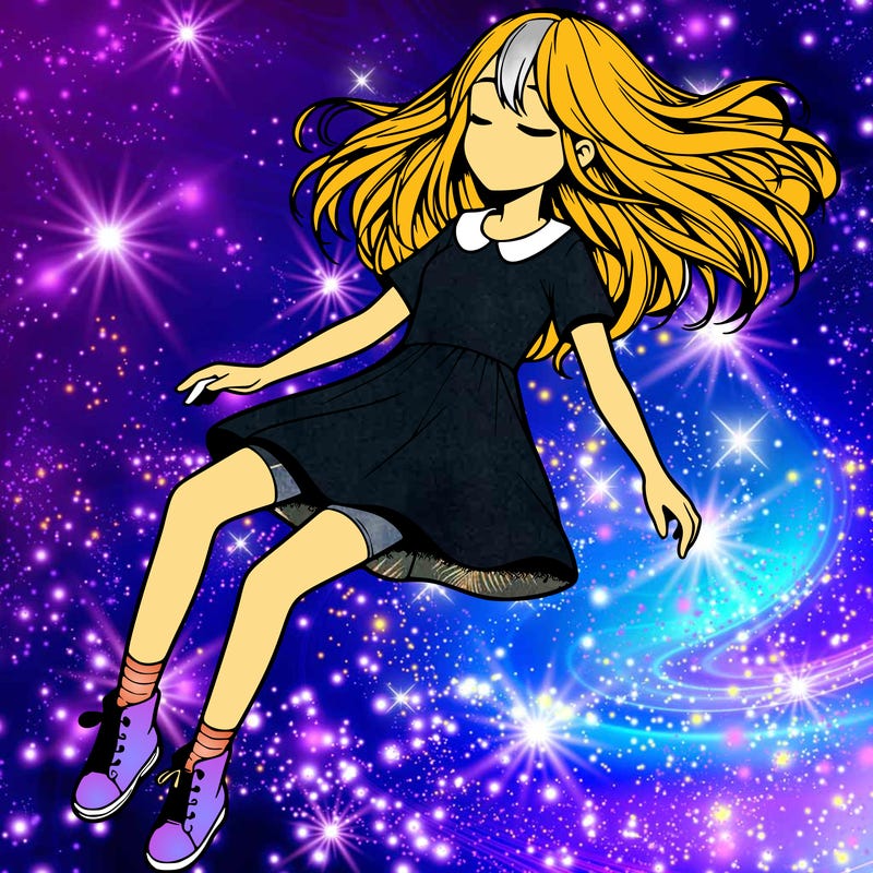 realistic girl floating