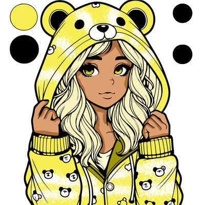 realistic girl in a animal pjs hoodie
