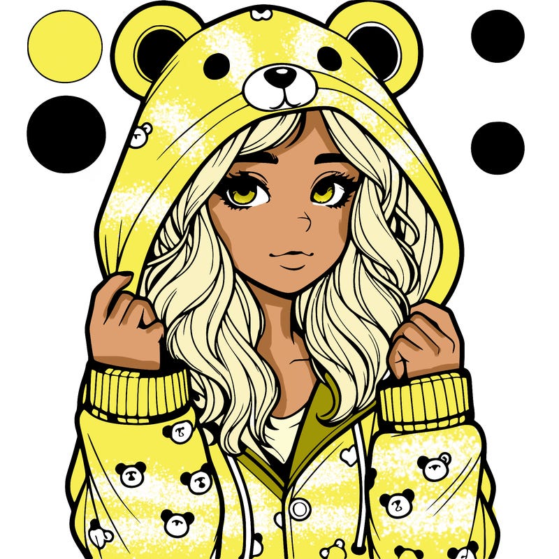 realistic girl in a animal pjs hoodie