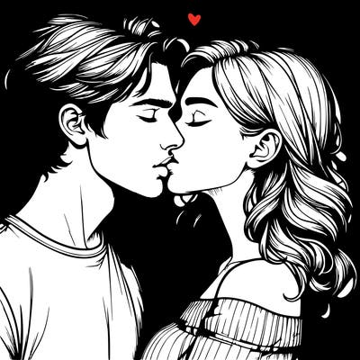 realistic couple kissing