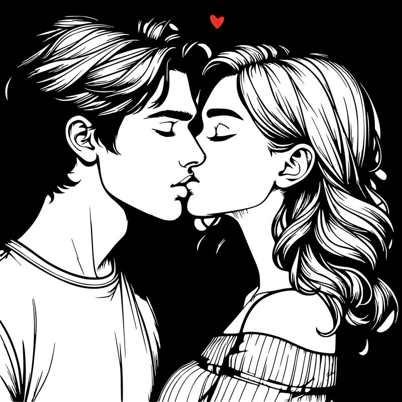 realistic couple kissing