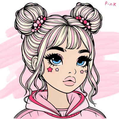 realistic girl with space buns