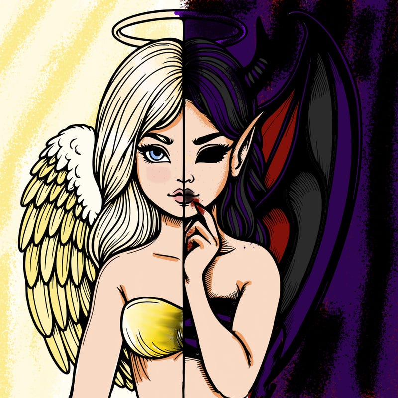 realistic angel half demon