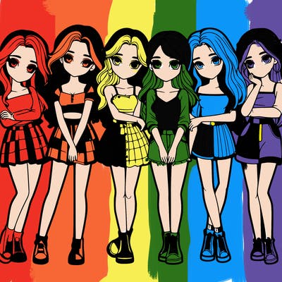 a group of girls realistic