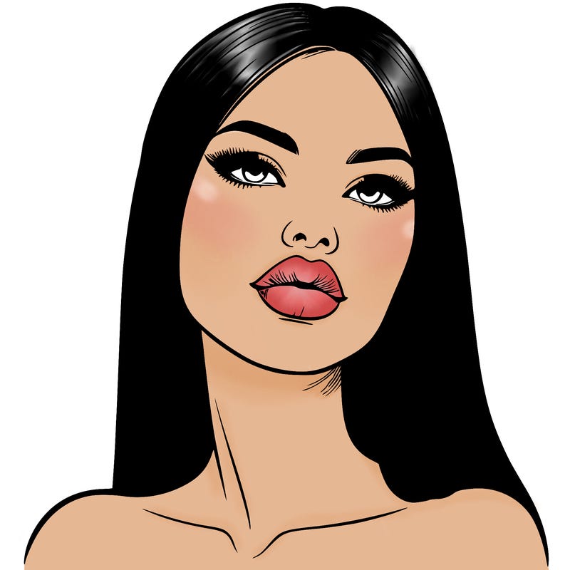 realistic woman with full lips