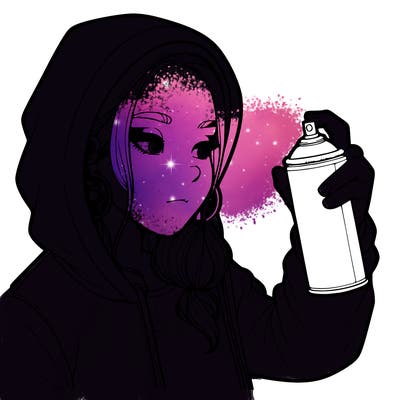 a realistic girl, spray painting