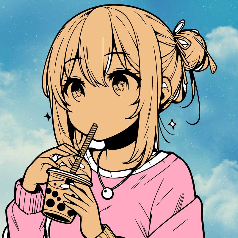 manga character drinking boba