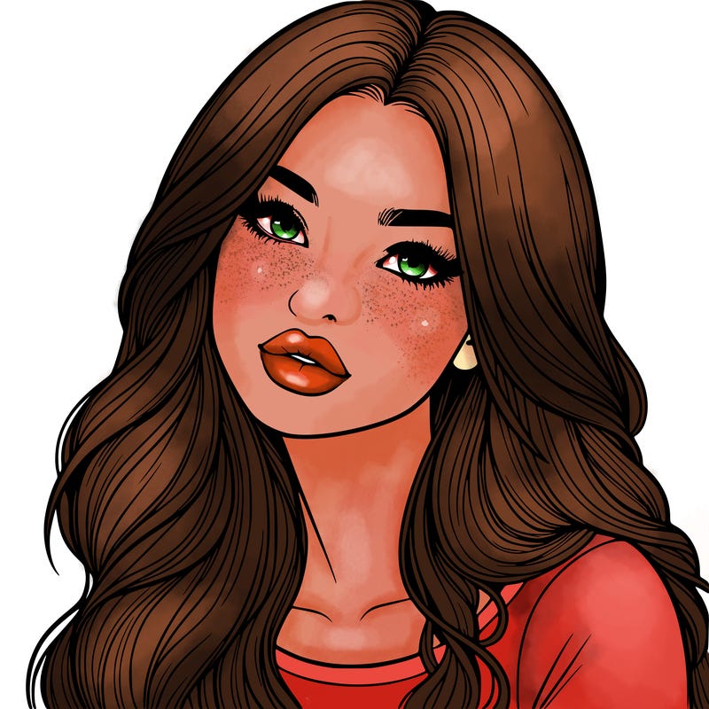 realistic girl with hair on her hair and lips