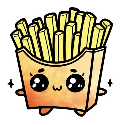 a cute. french fries