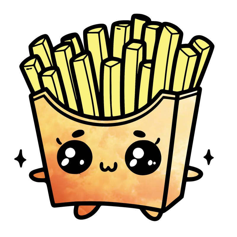 a cute. french fries