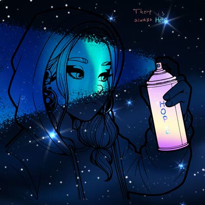 a realistic girl, spray painting