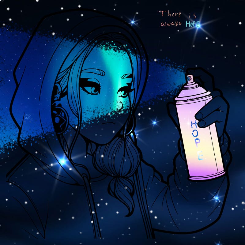 a realistic girl, spray painting