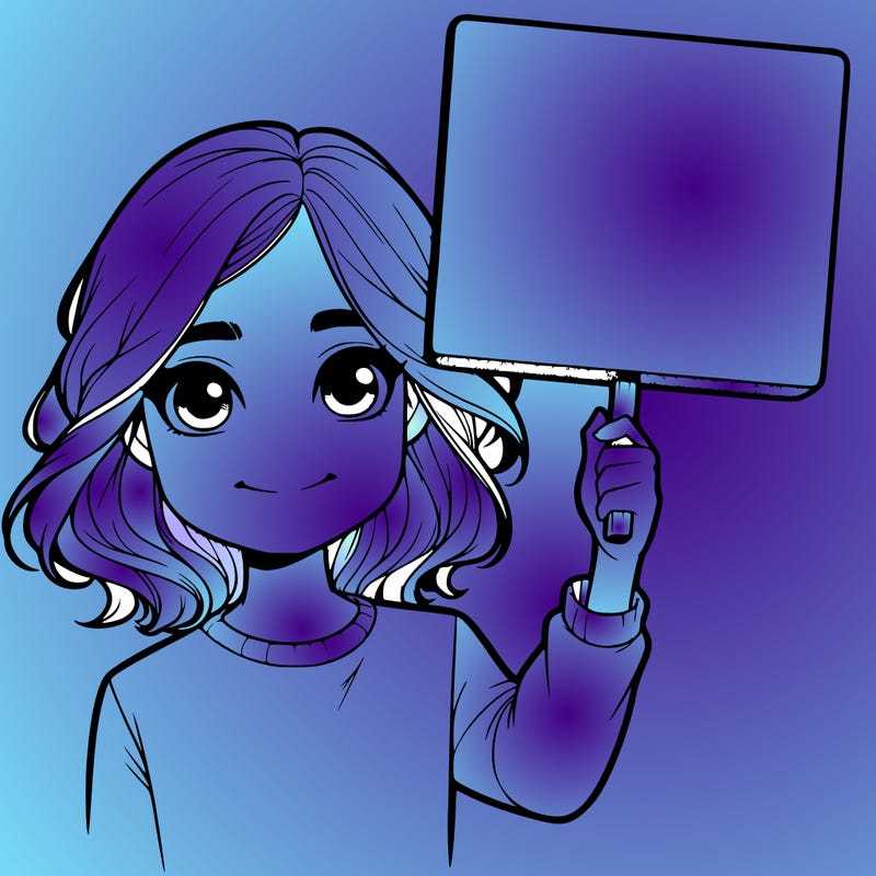 realistic girl holding up a sign