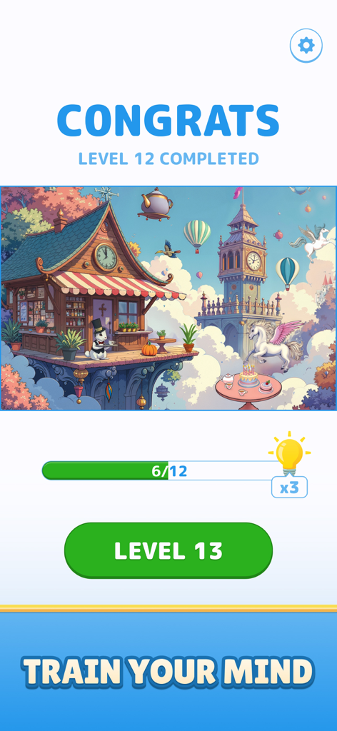 Find Master - Spot Differences - Schermata di completamento del livello del gioco puzzle Find Master con un'illustrazione stravagante di una donna che fa shopping.