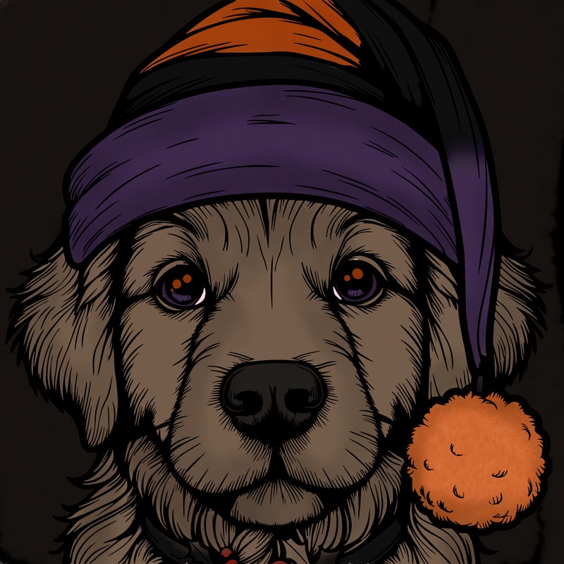 realistic dog with a christmas hat