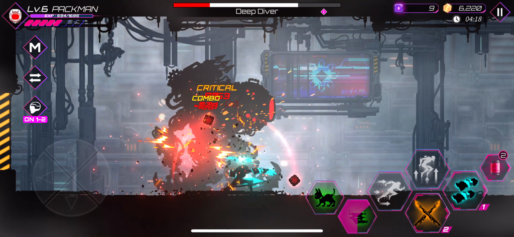 Undestroyed : Roguelike ARPG - High intensity shadow action boss fight against Deep Diver in a cyberpunk mechanical dungeon