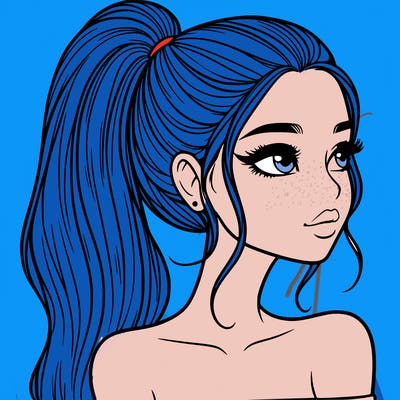 a beautiful and realistic girl with a high pony tail