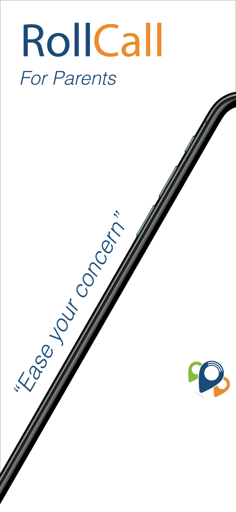 RollCall Parent - Pantalla de inicio de la aplicación RollCall Para Padres de seguridad de autobús escolar con el lema alivia tu preocupación