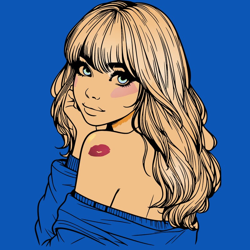 realistic girl with bangs looking over her shoulder