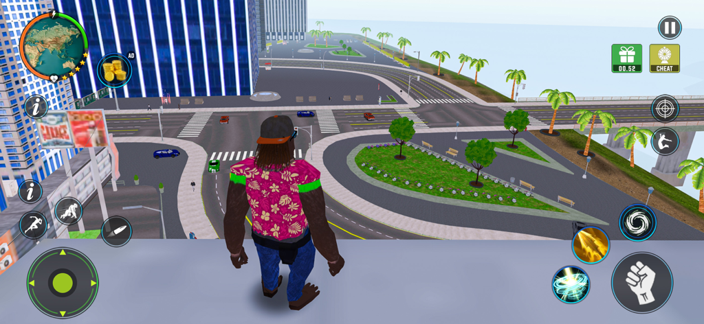 Gorilla Mob : City Gangster - Un personaje gánster gorila contemplando un paisaje urbano en Gorilla Mob City Gangster