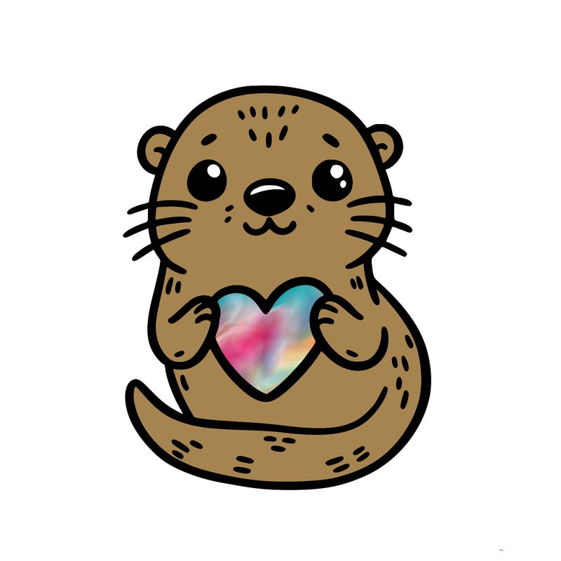 otter with a heart
