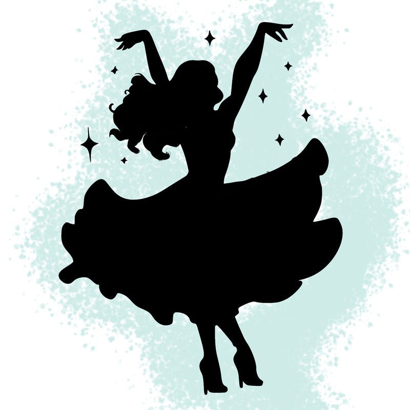 dancer dancing with a shimmery costume on realistic