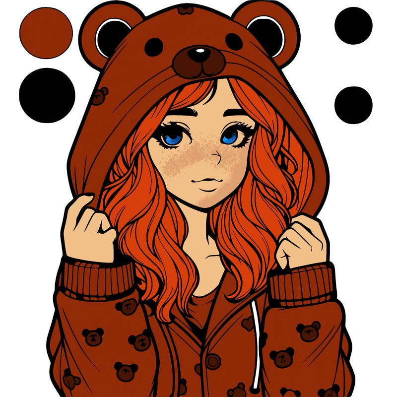 realistic girl in a animal pjs hoodie