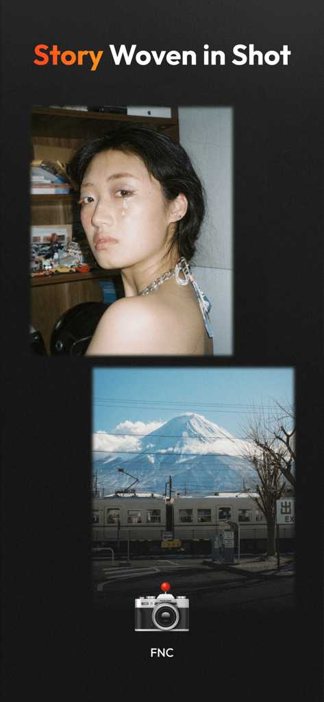 Una foto de retrato y una de paisaje mostrando el efecto del filtro retro FNC