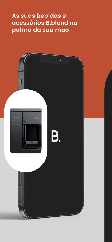 B.blend mobile app on a smartphone next to an all-in-one beverage machine