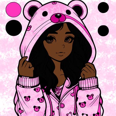 realistic girl in a animal pjs hoodie