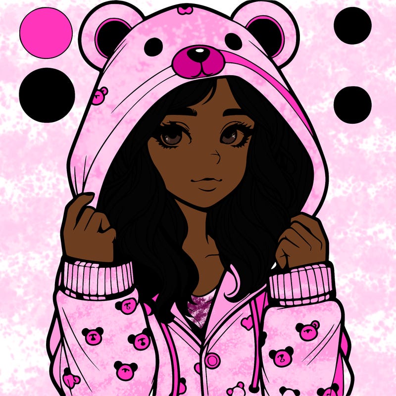 realistic girl in a animal pjs hoodie