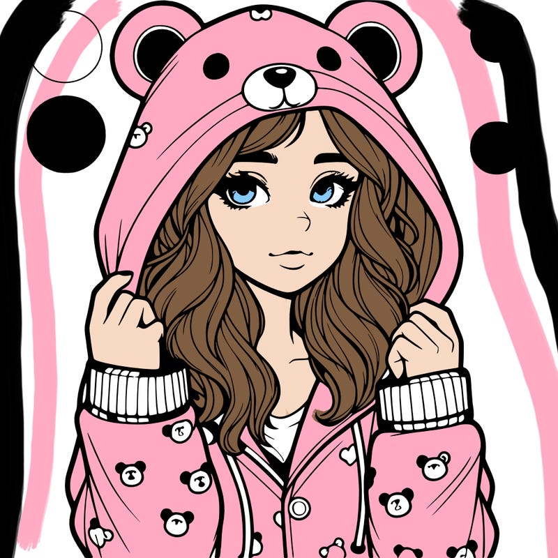 realistic girl in a animal pjs hoodie