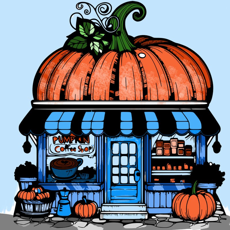 pumpkin coffee shop realistic