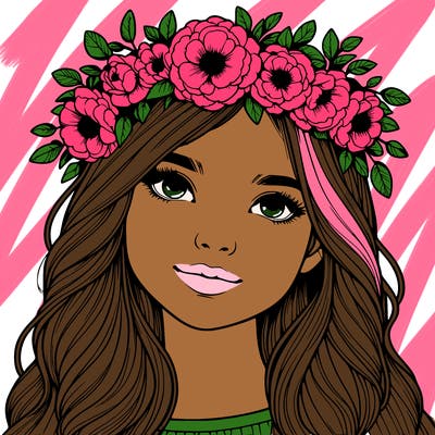 realistic girl with flower crown