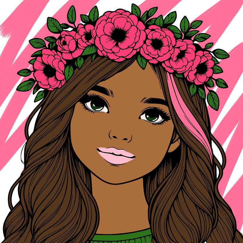 realistic girl with flower crown